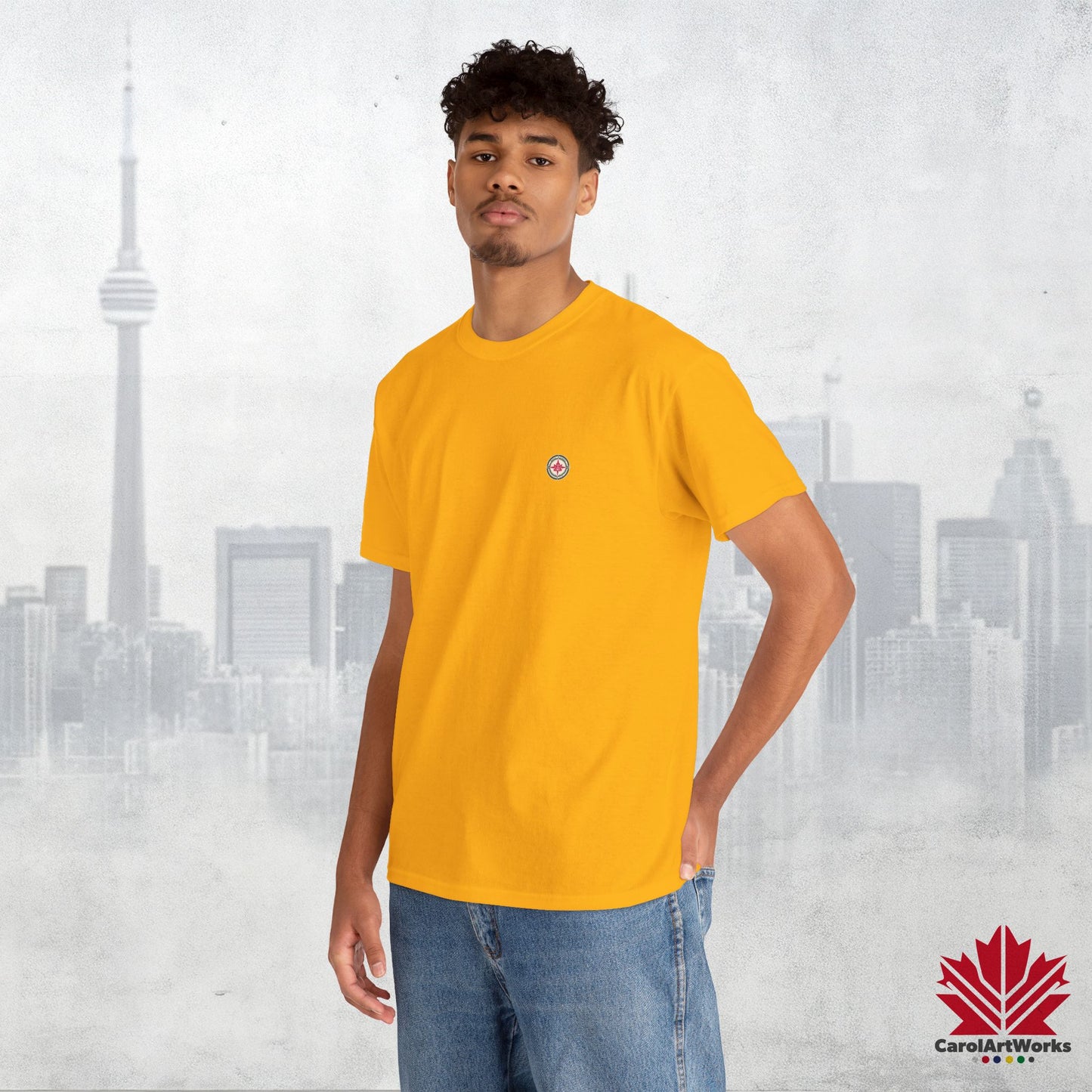“North Strong” Compass Design – Unisex Cotton Tee – Navigate Adventure with Canadian Pride