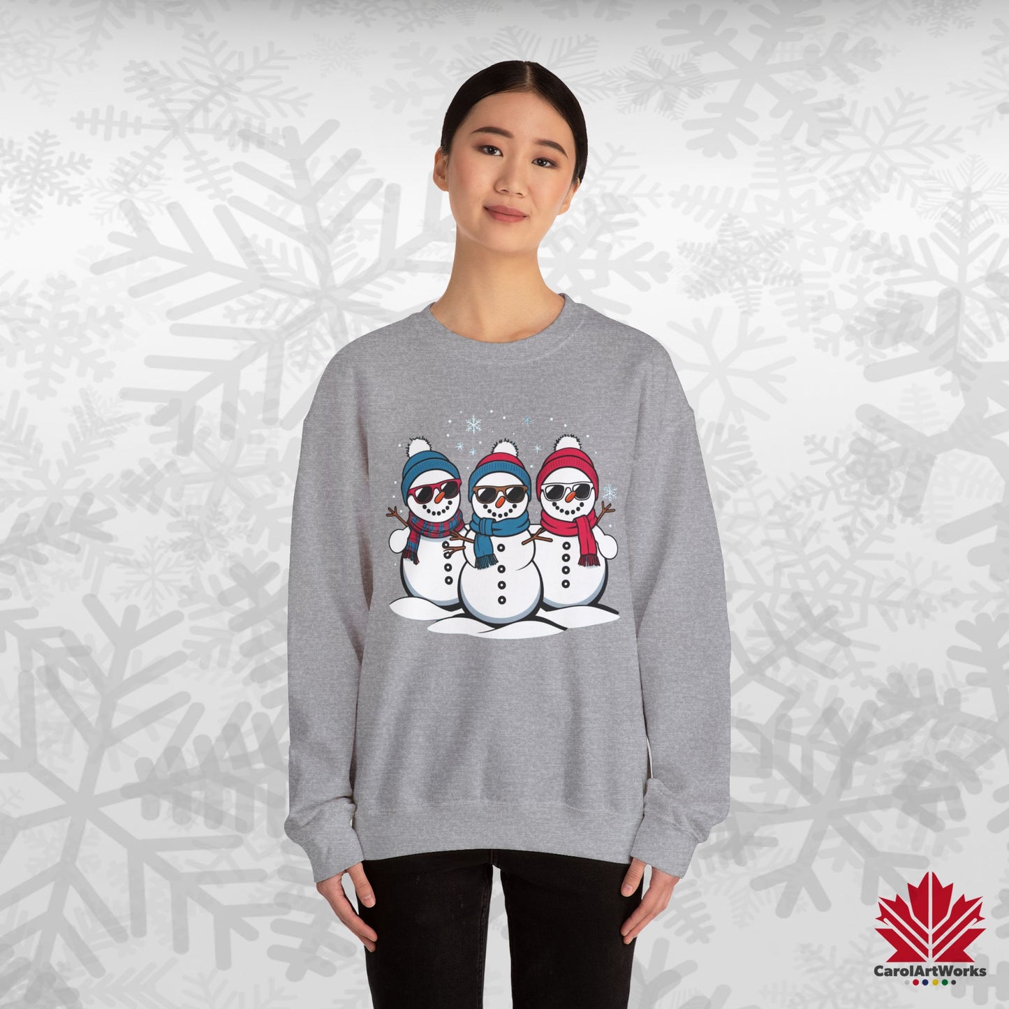 Cool Snow Squad Sweatshirt | Snowman Christmas Crewneck | Canadian-Made Holiday Fleece
