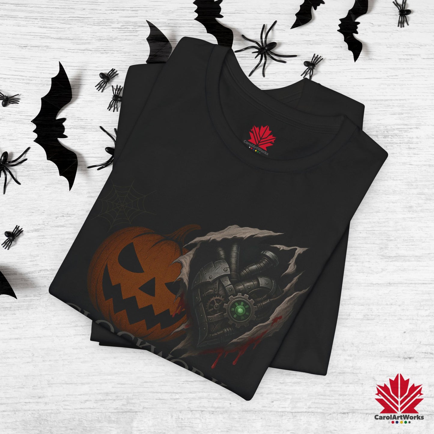 Clockwork Heart Steampunk Halloween Shirt – Torn Metal Heart & Pumpkin Design