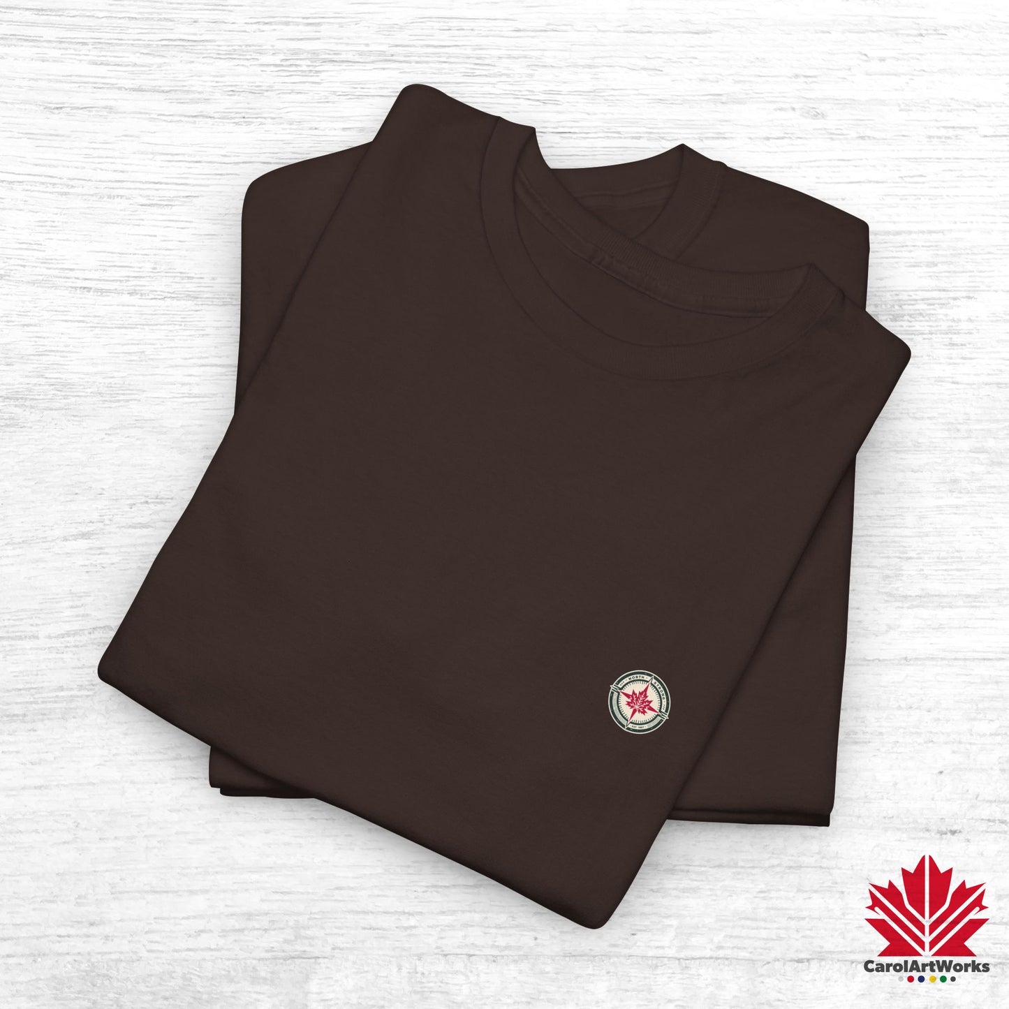 “North Strong” Compass Design – Unisex Cotton Tee – Navigate Adventure with Canadian Pride