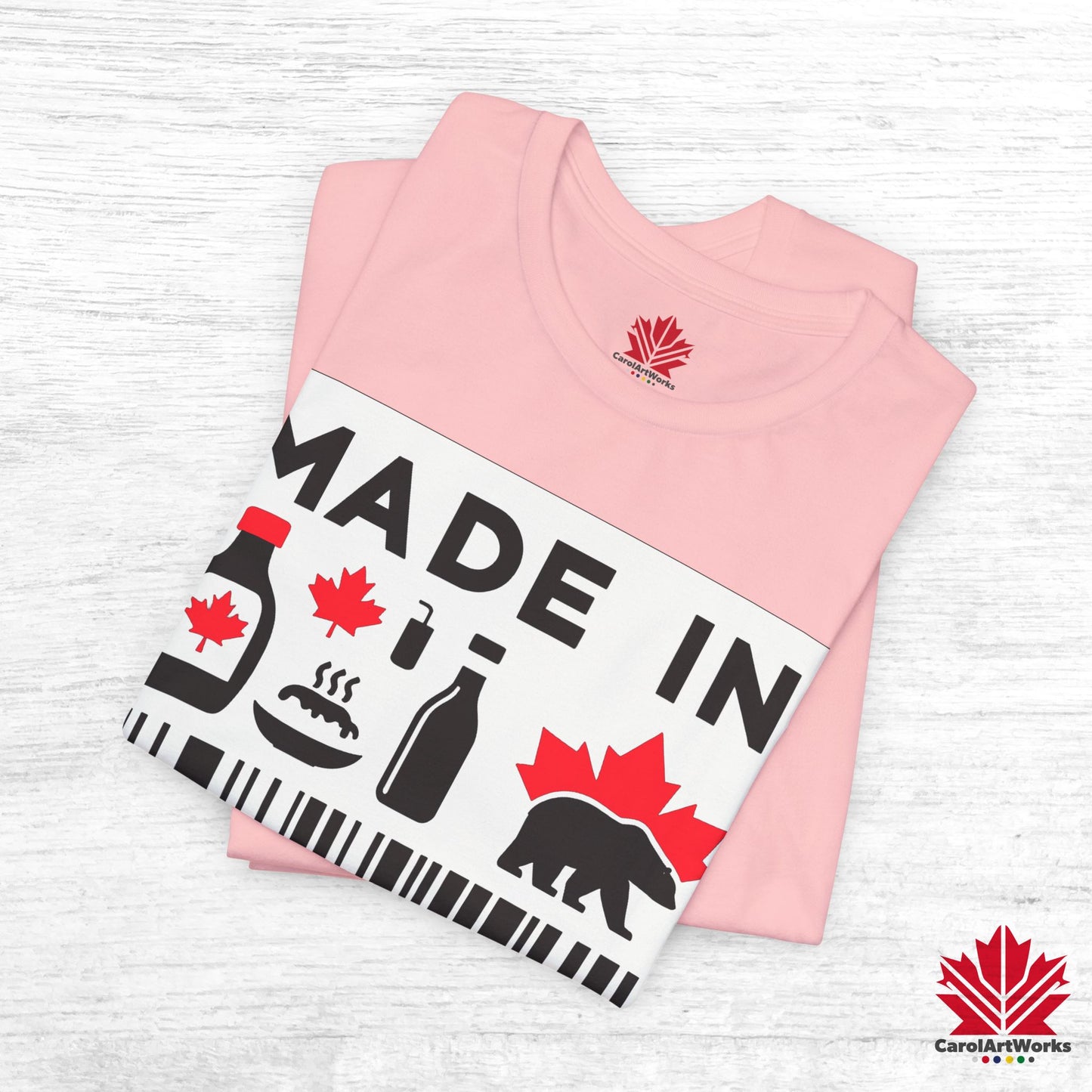 "Made in Canada" product label Design Unisex Short Sleeve Tee β Minimalist, Playful, and Proud