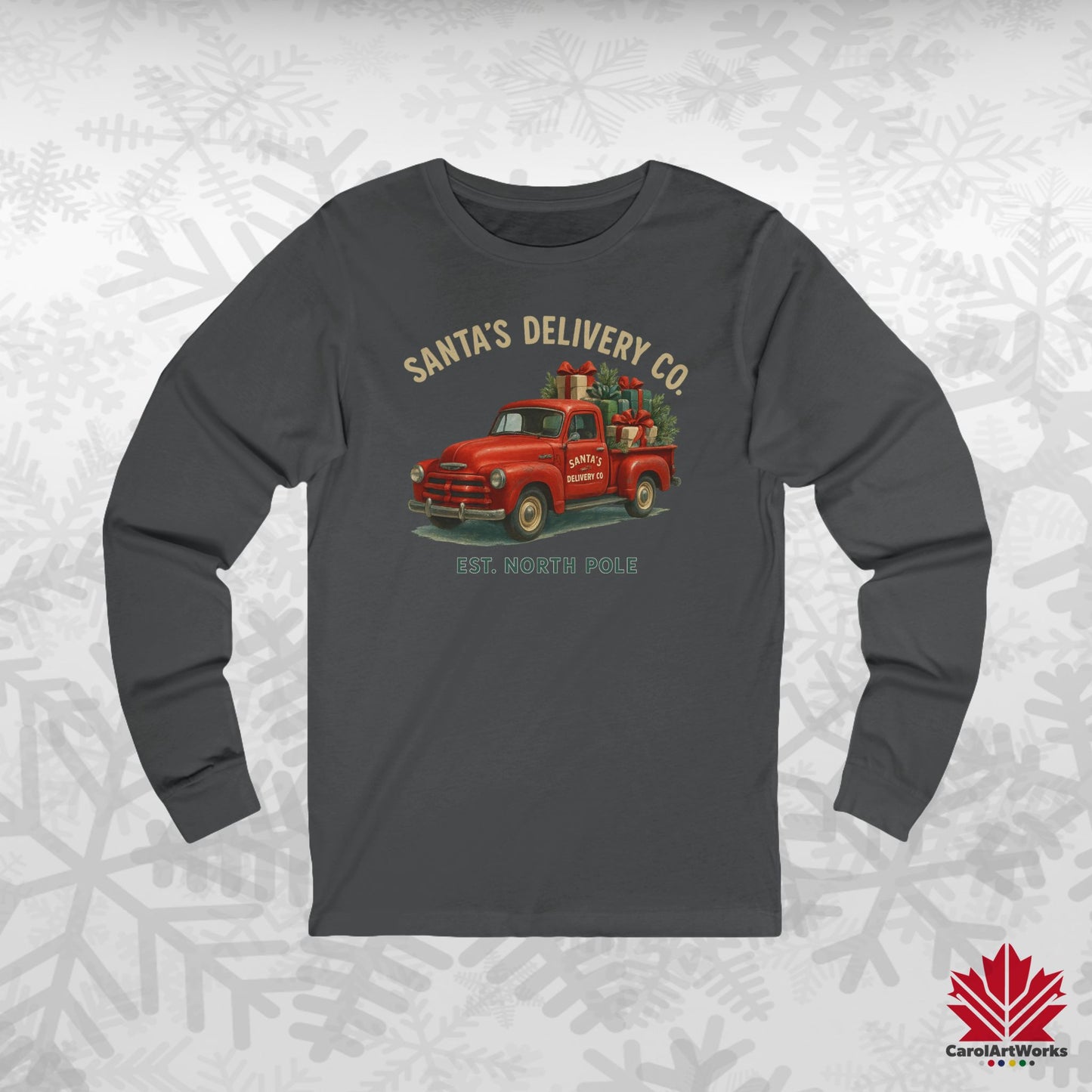 Santa’s Delivery Truck Long Sleeve | Vintage Christmas Shirt | Premium Canadian Cotton Top