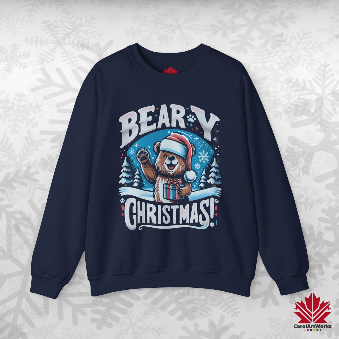 Beary Christmas Sweatshirt | Funny Bear Holiday Crewneck | Premium Fleece, Canadian-Made Christmas Gift