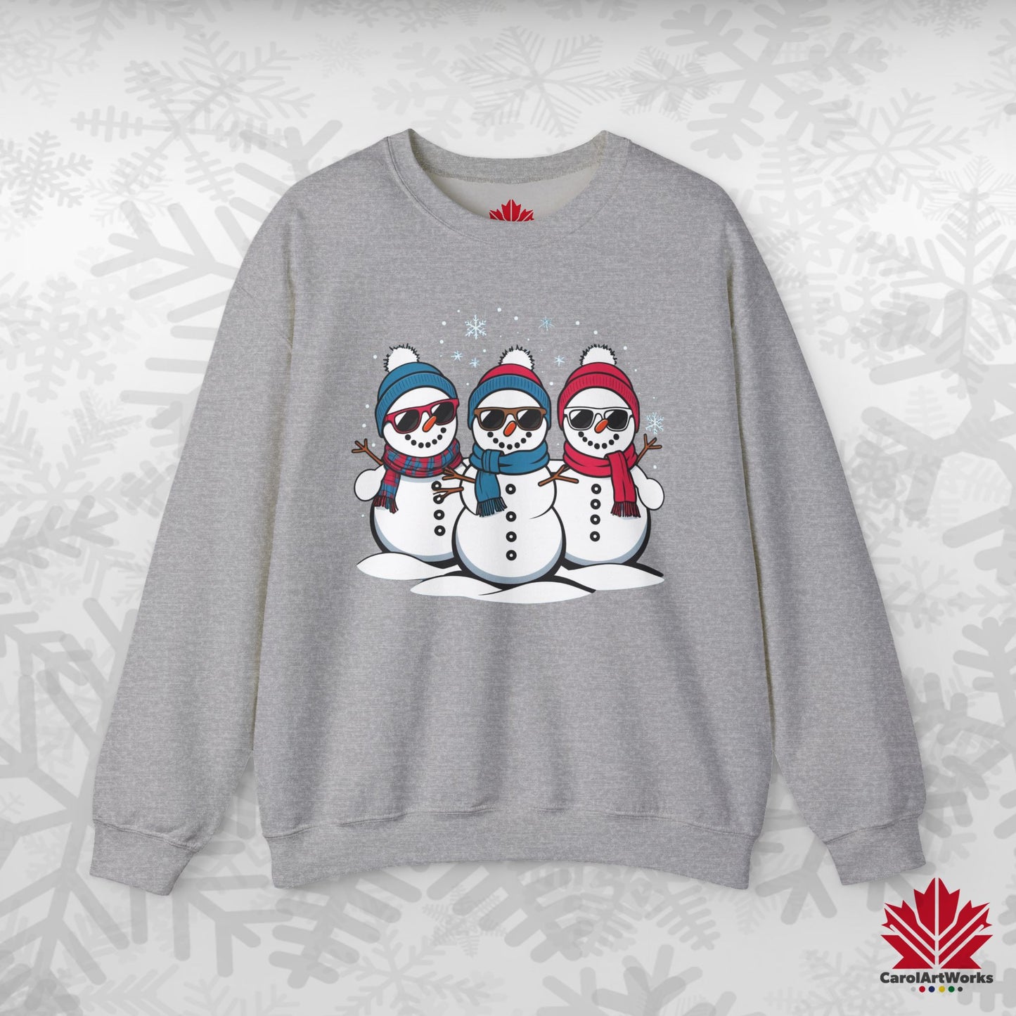 Cool Snow Squad Sweatshirt | Snowman Christmas Crewneck | Canadian-Made Holiday Fleece