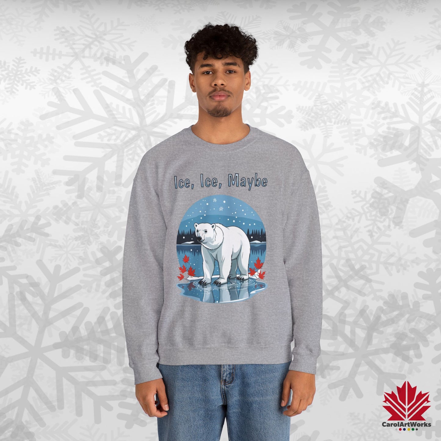 Ice Ice Maybe Sweatshirt | Polar Bear Holiday Crewneck | Premium Fleece, Made in Canada