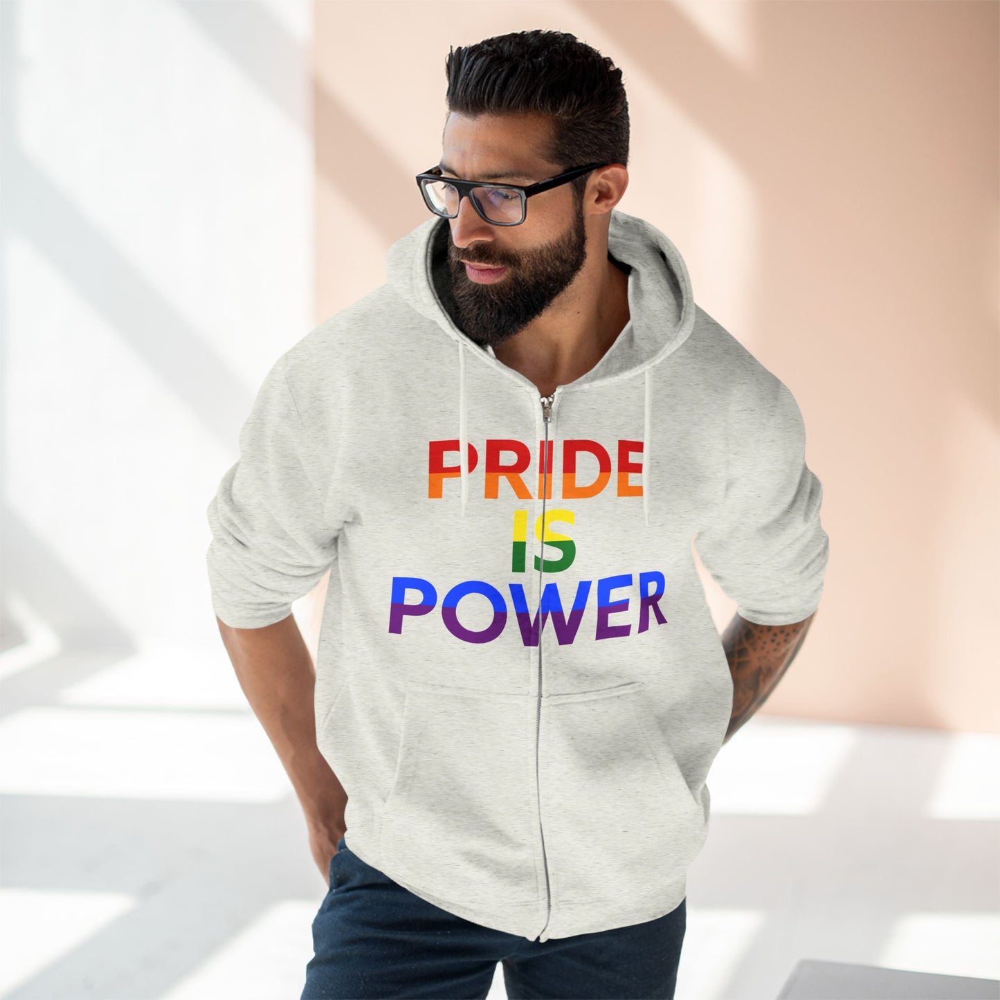 La fierté, c'est le pouvoir – Sweat-shirt zippé Pride avec couleur et voix