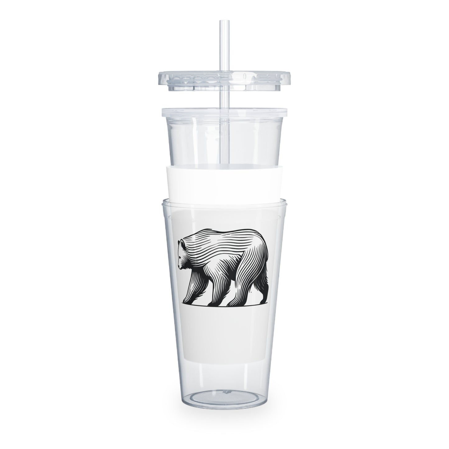 scandinavian minimalistic Design BEAR Tumbler with Straw – Nature Inspired Graphic