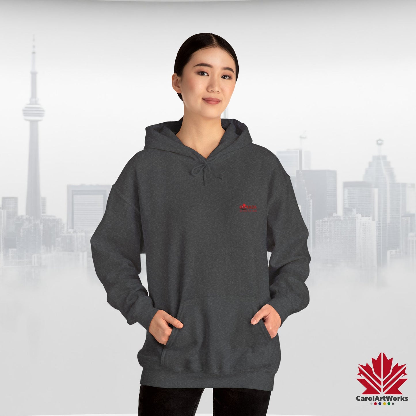 Unisex Hoodie “Canada is Not for Sale” – Red Maple Leaf and Mountains, Warm and Comfortable