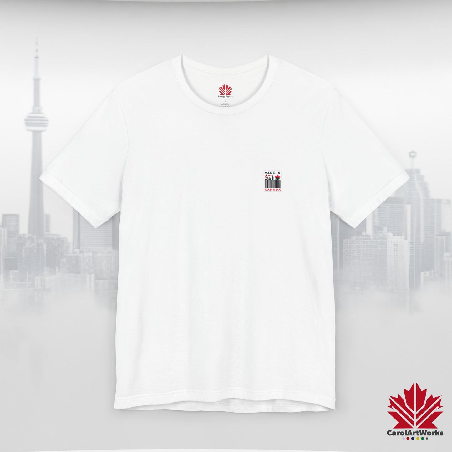 "Made in Canada" product label Design Unisex Short Sleeve Tee β Minimalist, Playful, and Proud