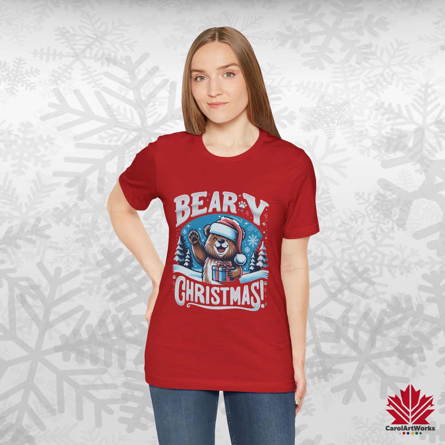 Beary Christmas | Funny Canadian Bear Christmas T-Shirt | Premium Cotton Holiday Tee – Made in Canada, Free Shipping