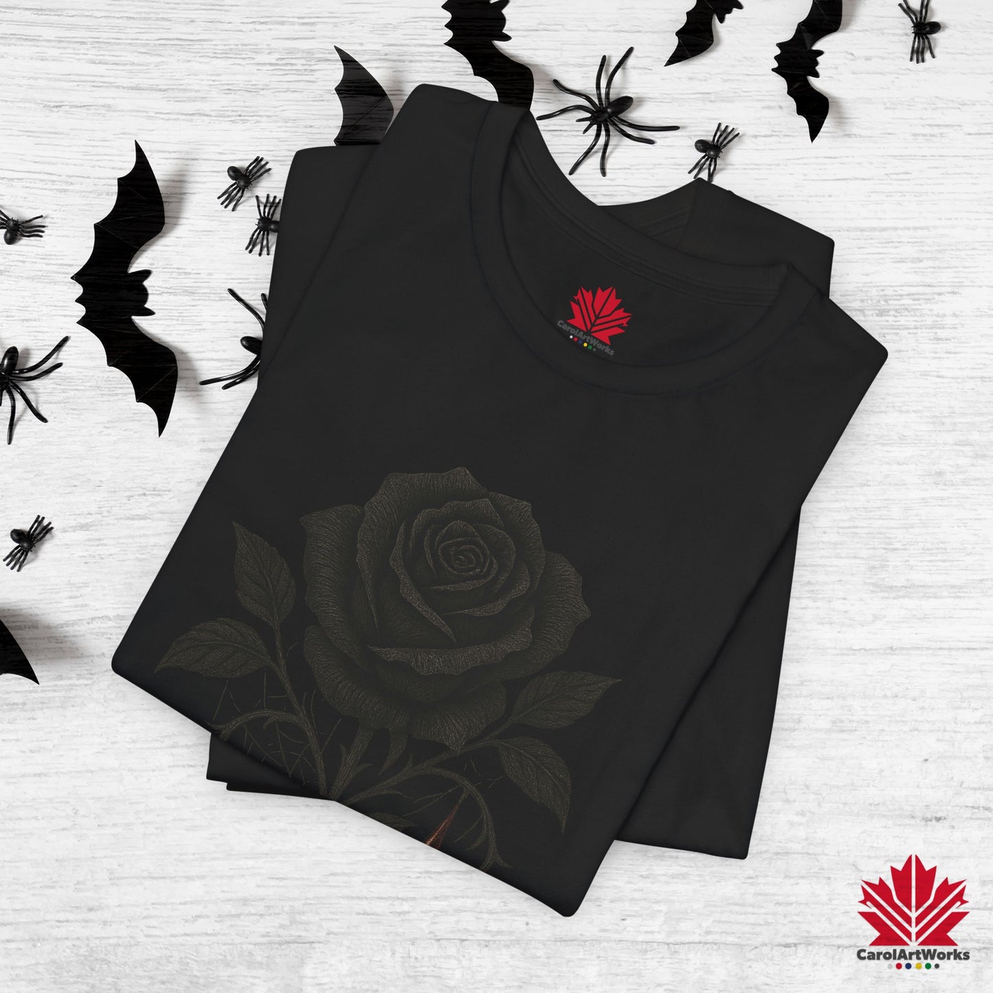 Dark Rose – Gothic Halloween Tee | Elegant Black Rose Design