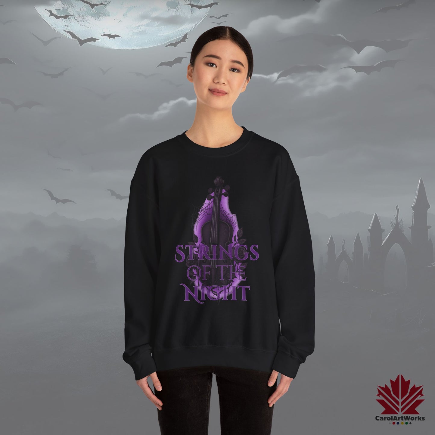 Strings of the Night – Halloween Sweatshirt | Gothic Orchestra Vibes