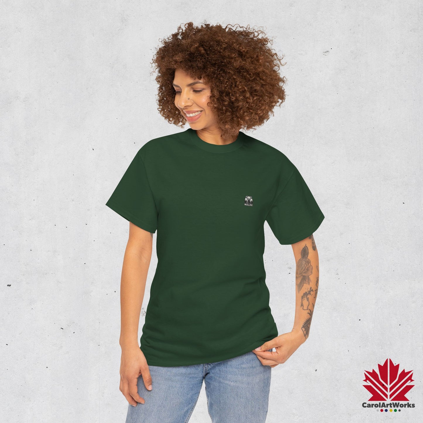 “Wild & Free” Unisex Cotton Tee – Nature Inspired Graphic T-Shirt