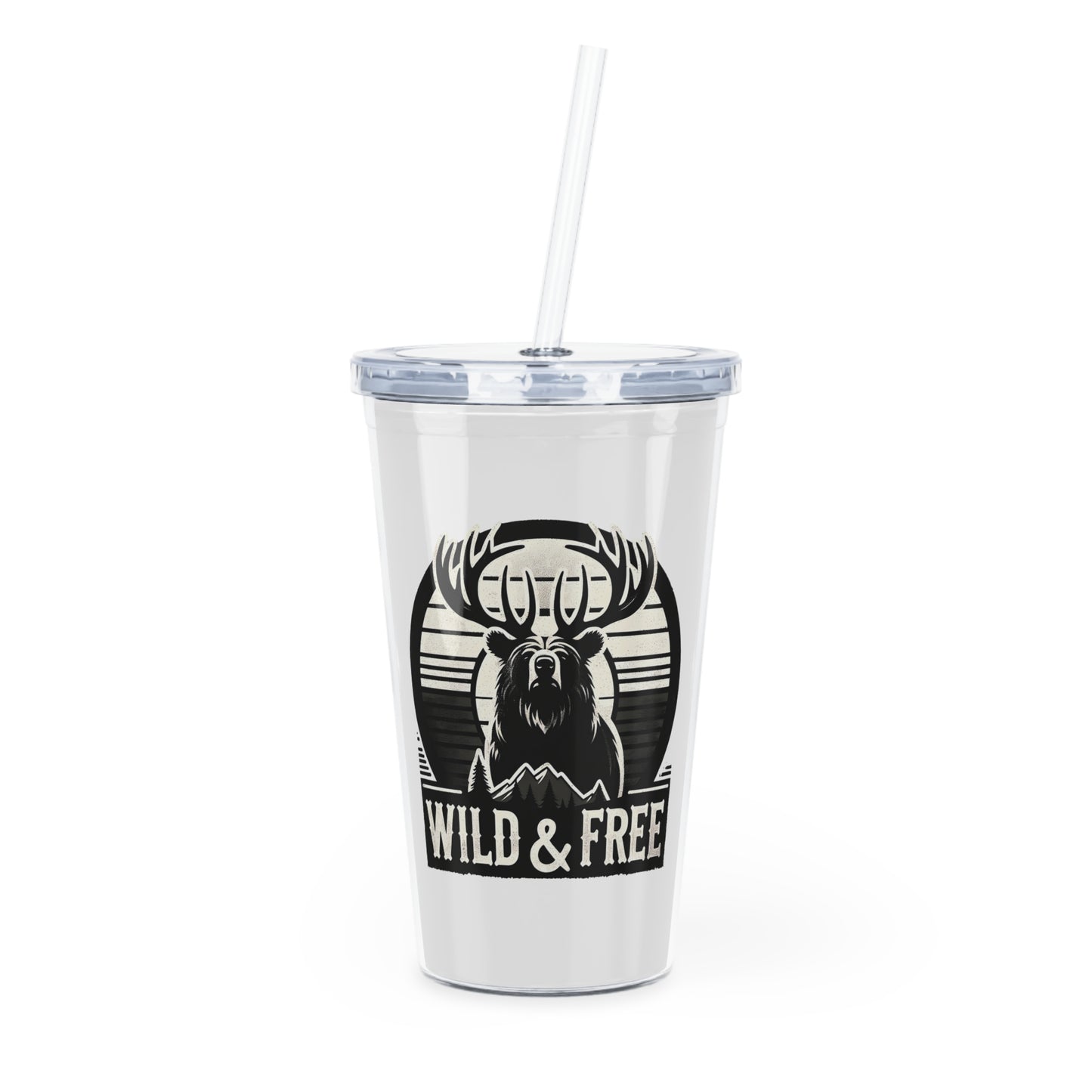 "Wild & Free" Plastic Tumbler with Straw - Perfect for Nature Lovers