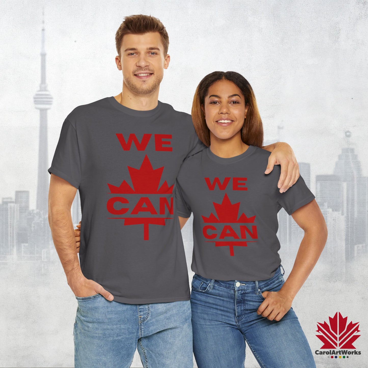 “WE CAN” with Maple Leaf Unisex Cotton Tee – Casual Comfort for Every Occasion