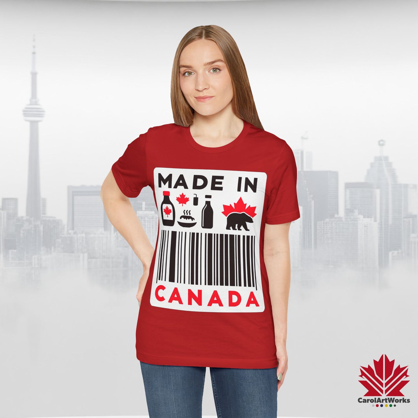 "Made in Canada" product label Design Unisex Short Sleeve Tee β Minimalist, Playful, and Proud
