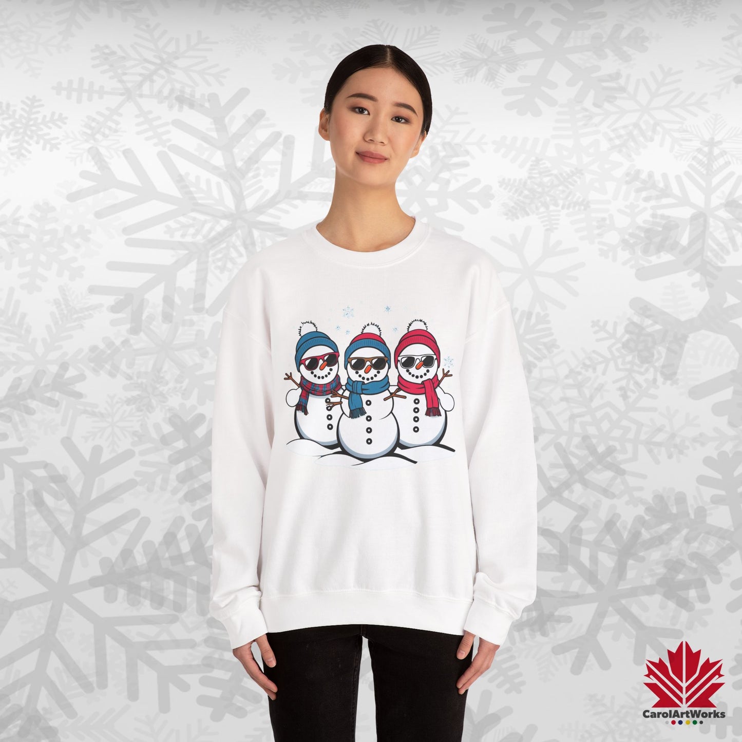Cool Snow Squad Sweatshirt | Snowman Christmas Crewneck | Canadian-Made Holiday Fleece