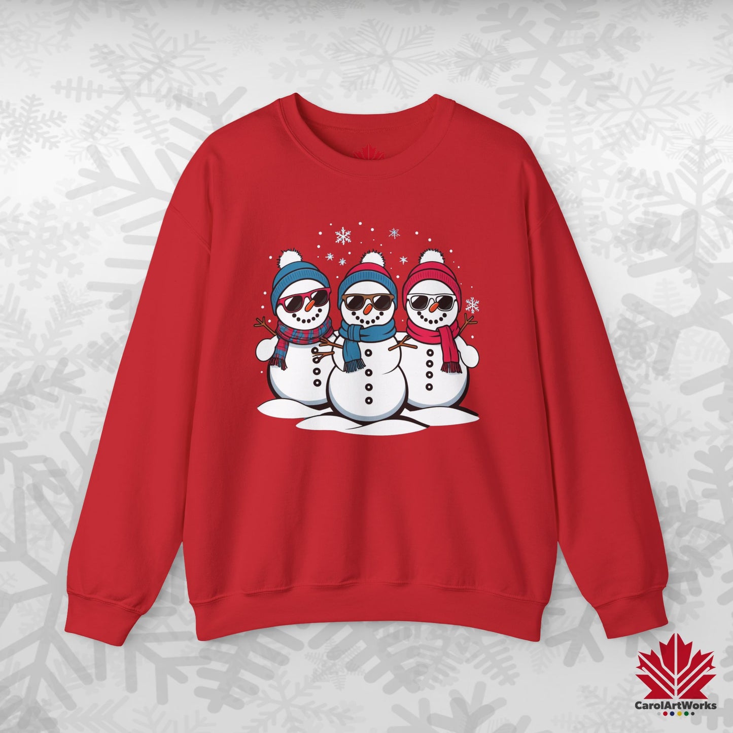 Cool Snow Squad Sweatshirt | Snowman Christmas Crewneck | Canadian-Made Holiday Fleece