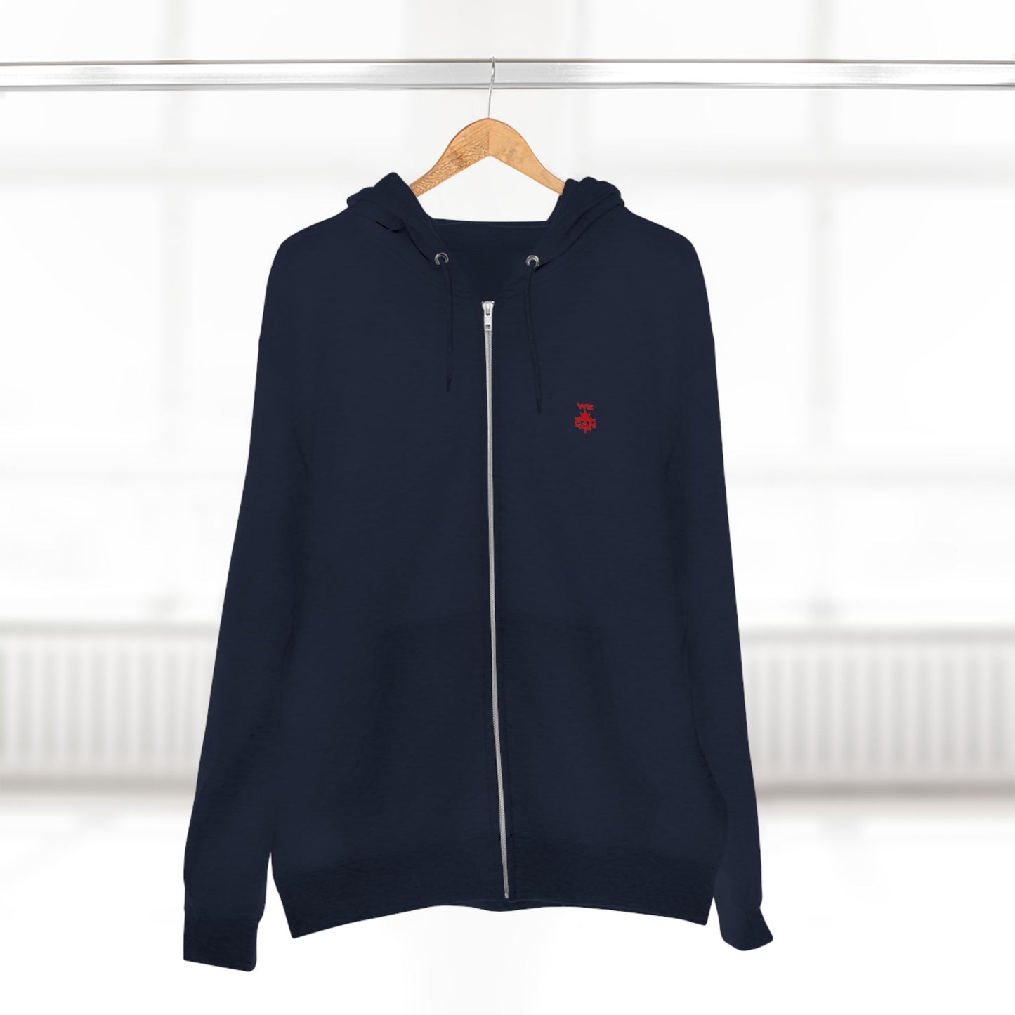 “WE CAN” with Maple Leaf Unisex Zip Hoodie – Motivational Hoodie for Everyday Comfort, Canada Pride