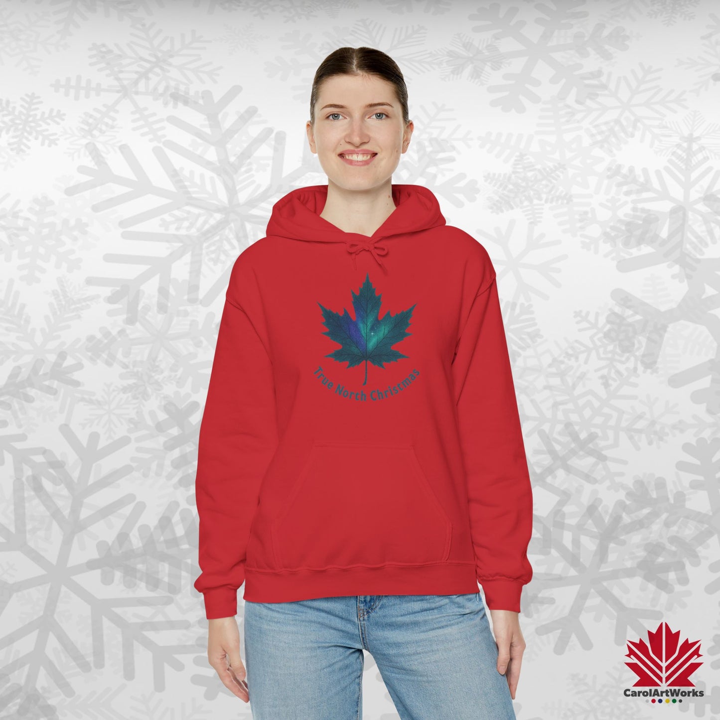 True North Christmas Hoodie | Maple Leaf Holiday Hoodie | Canadian Fleece Hoodie – Premium Softstyle Cotton