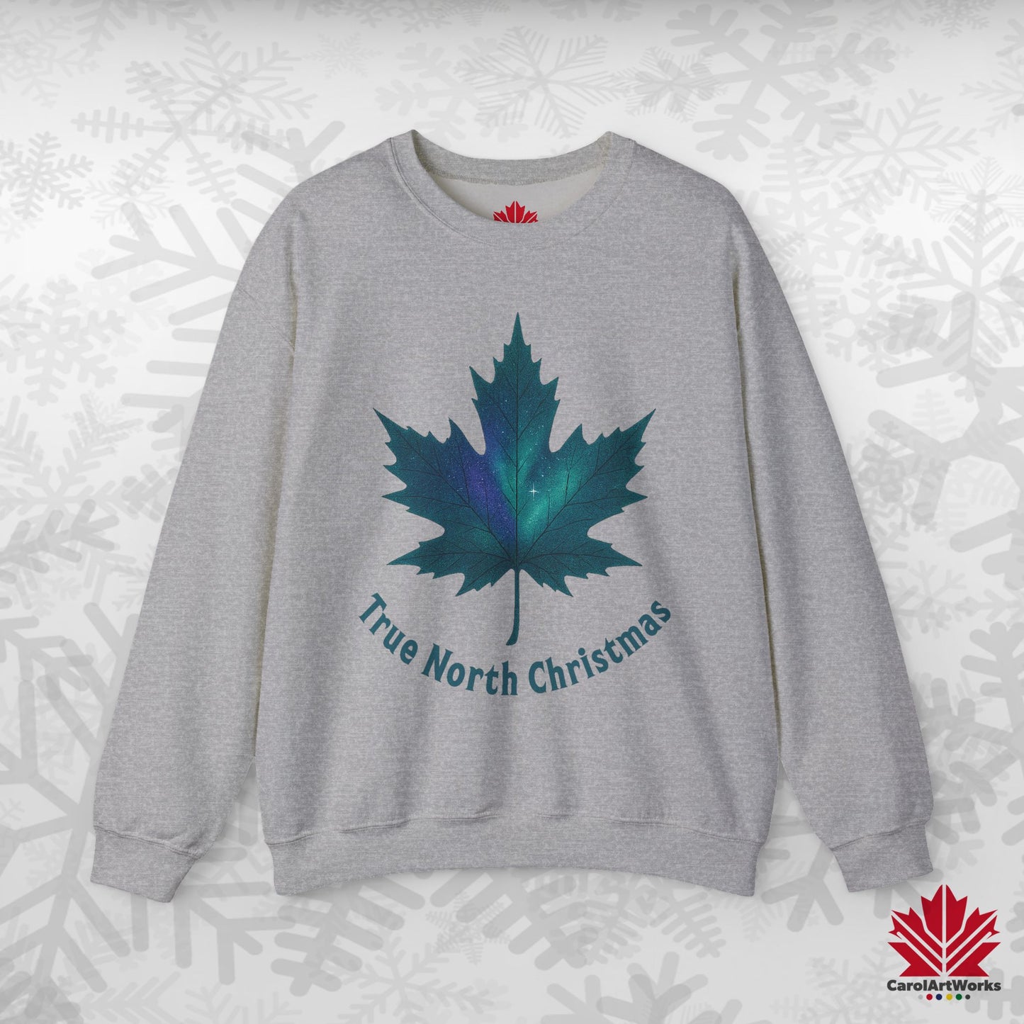 True North Christmas Sweatshirt | Maple Leaf Holiday Crewneck | Premium Fleece, Canadian-Made