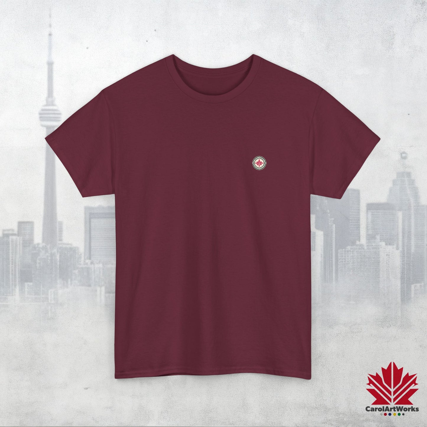 “North Strong” Compass Design – Unisex Cotton Tee – Navigate Adventure with Canadian Pride