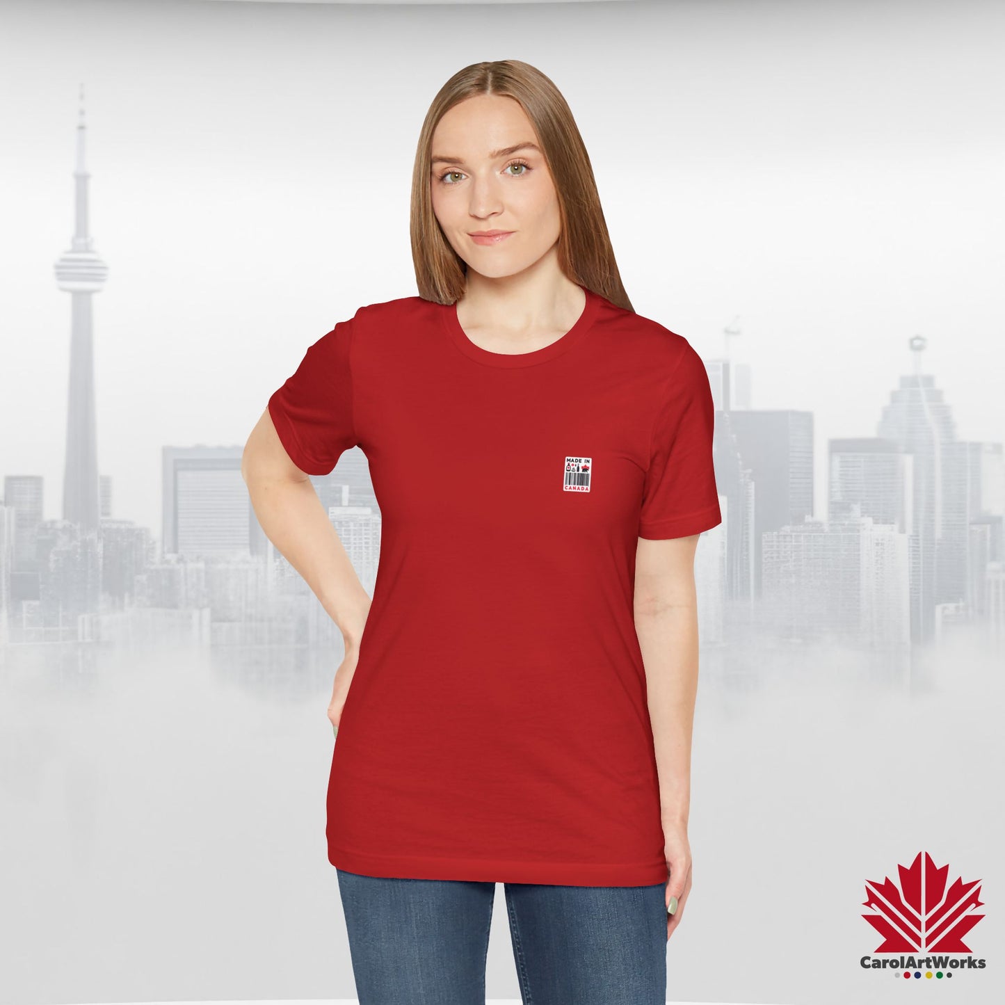 "Made in Canada" product label Design Unisex Short Sleeve Tee β Minimalist, Playful, and Proud