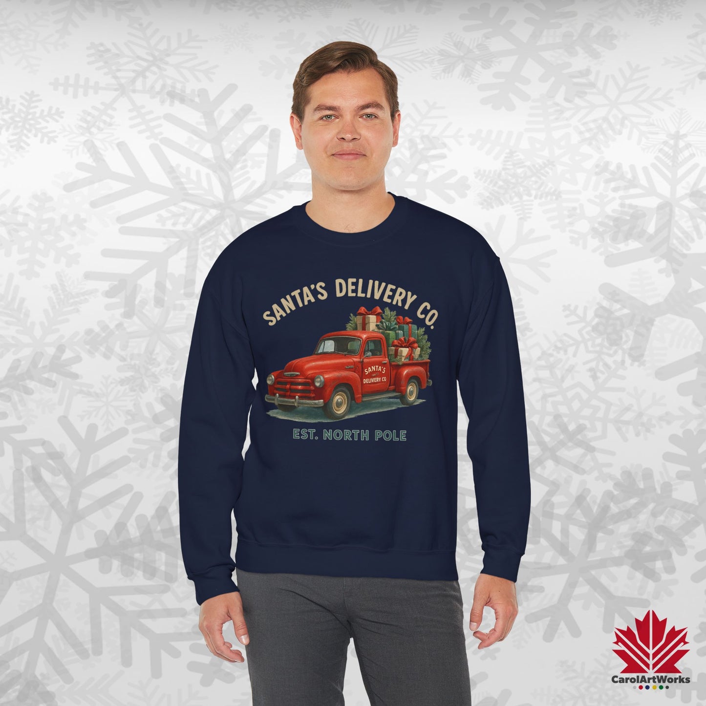 Santa’s Delivery Truck Sweatshirt | Vintage Christmas Crewneck | Canadian Fleece, Premium Quality
