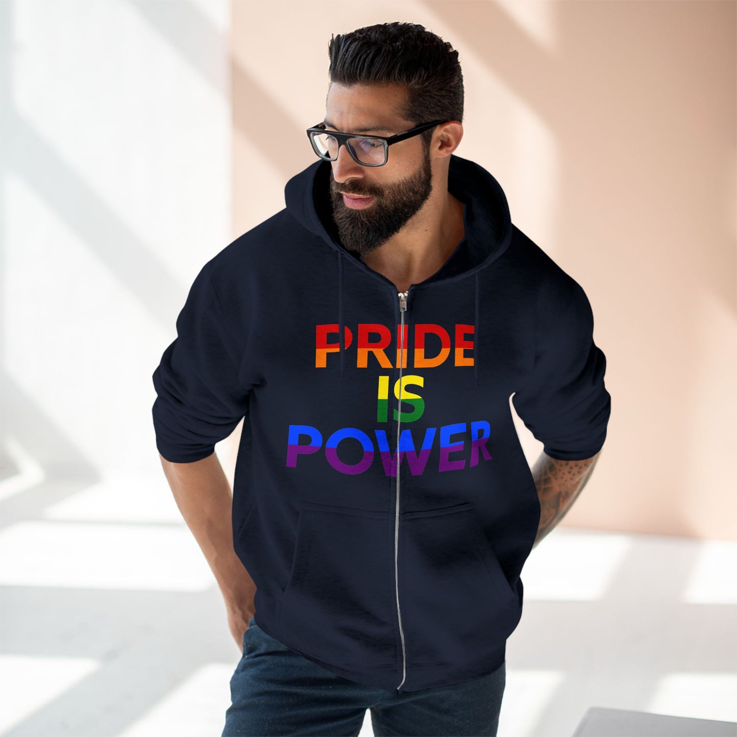 La fierté, c'est le pouvoir – Sweat-shirt zippé Pride avec couleur et voix