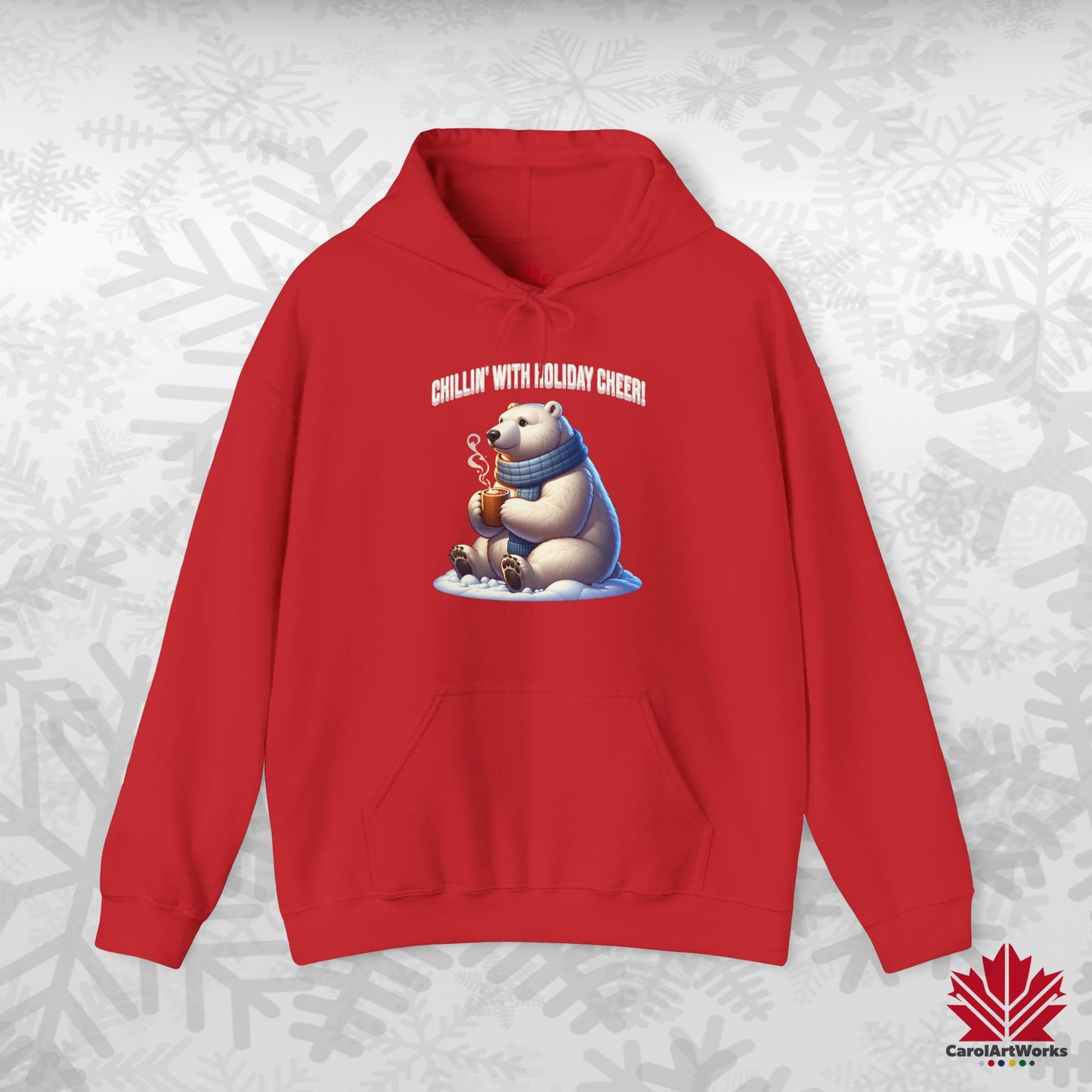Chillin’ With Holiday Cheer Hoodie | Polar Bear Christmas Hoodie | Canadian-Made Fleece Hoodie