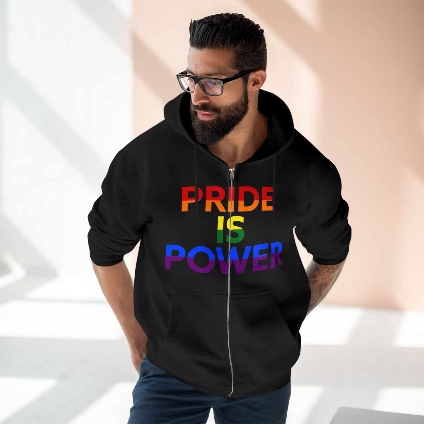 La fierté, c'est le pouvoir – Sweat-shirt zippé Pride avec couleur et voix