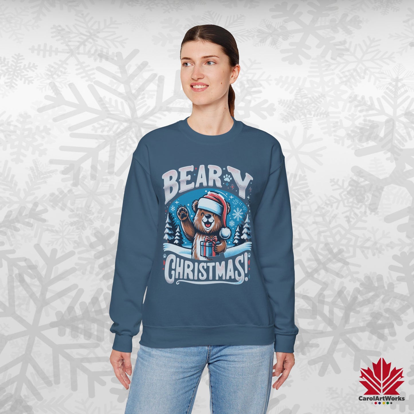 Beary Christmas Sweatshirt | Funny Bear Holiday Crewneck | Premium Fleece, Canadian-Made Christmas Gift
