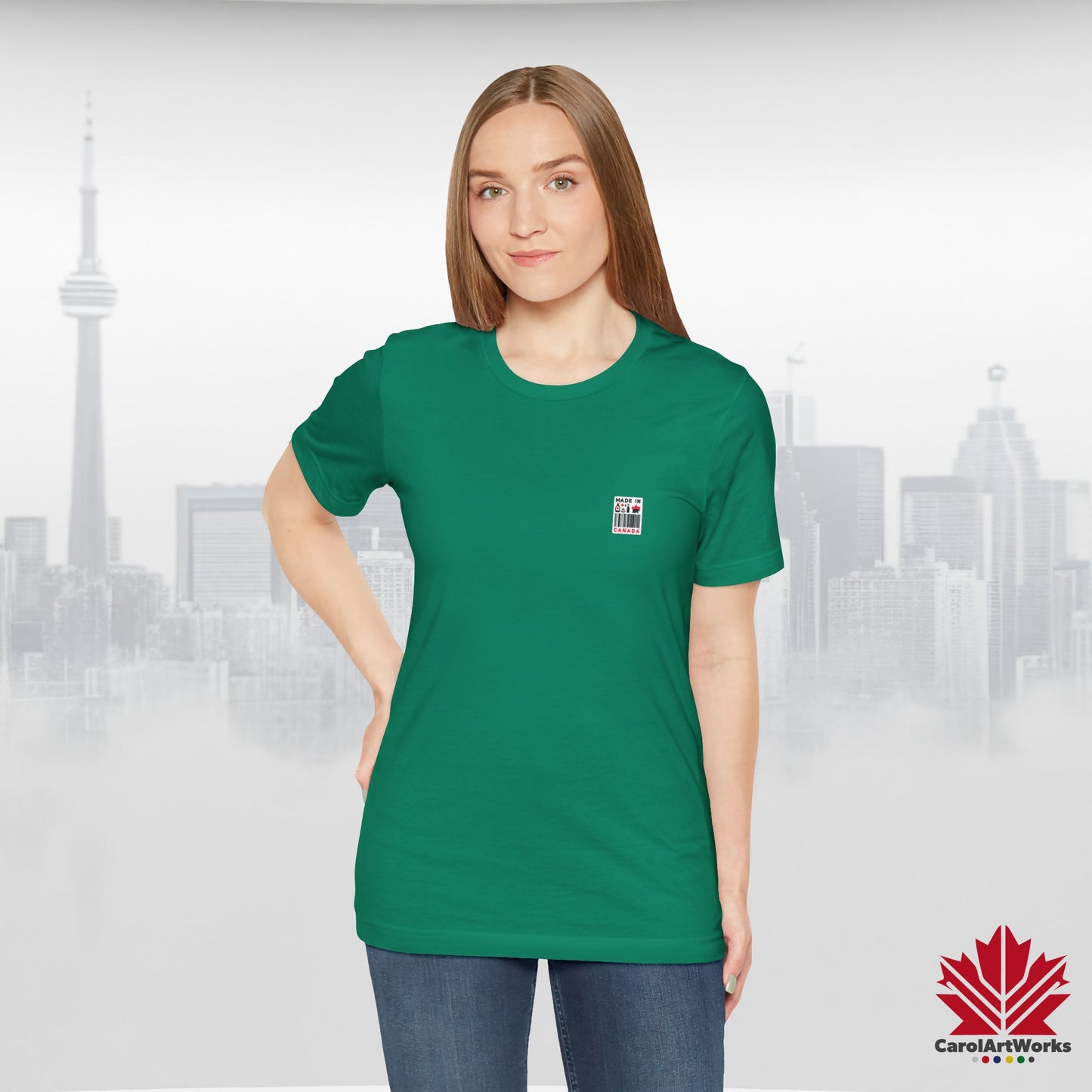 "Made in Canada" product label Design Unisex Short Sleeve Tee β Minimalist, Playful, and Proud