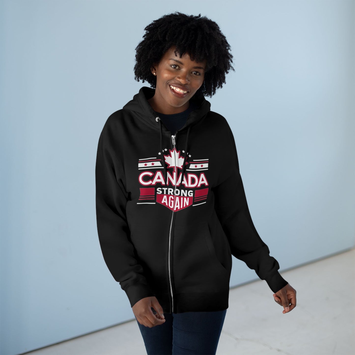 “Canada Strong Again” Unisex Zip Hoodie – Wear Your Pride, Bold and Patriotic!