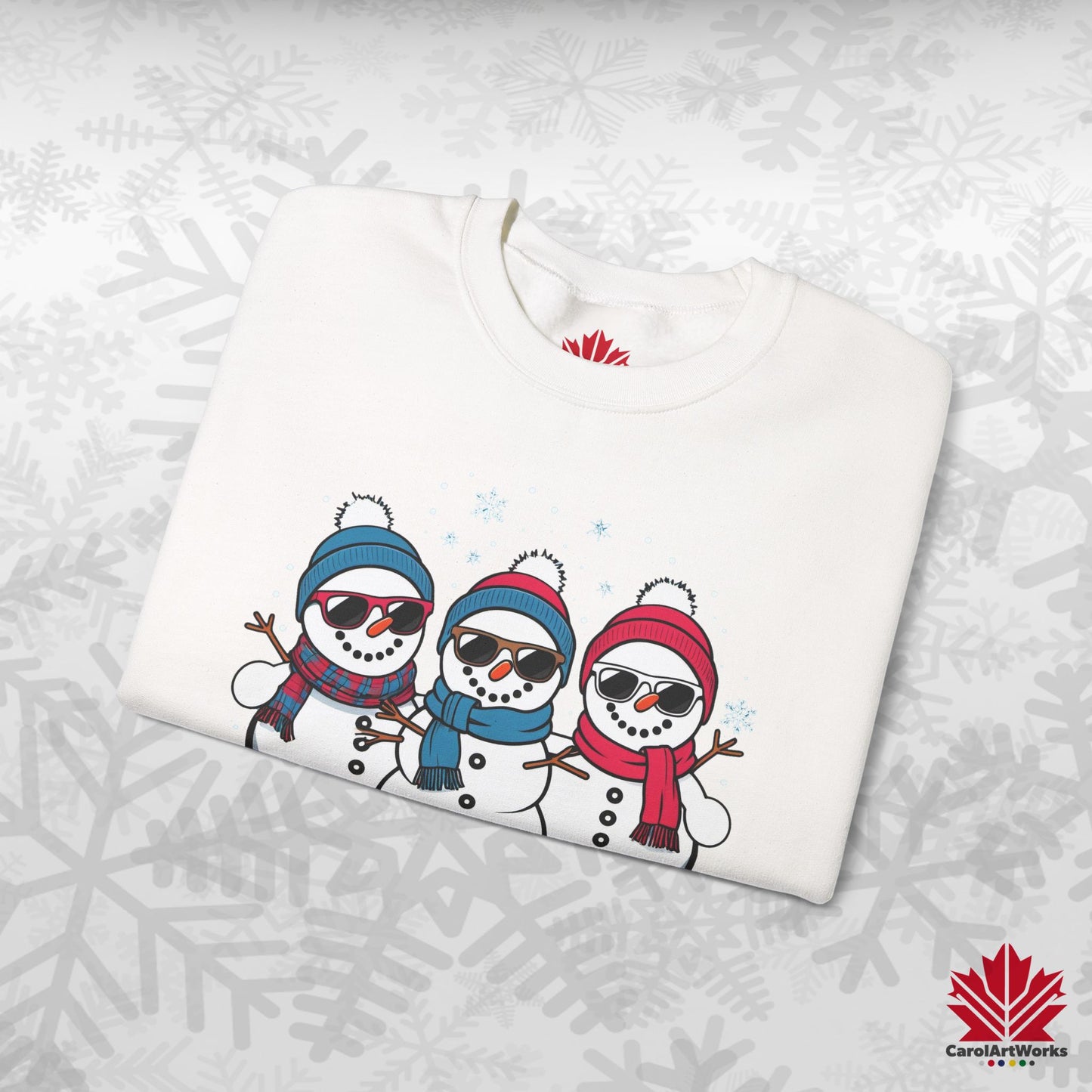 Cool Snow Squad Sweatshirt | Snowman Christmas Crewneck | Canadian-Made Holiday Fleece