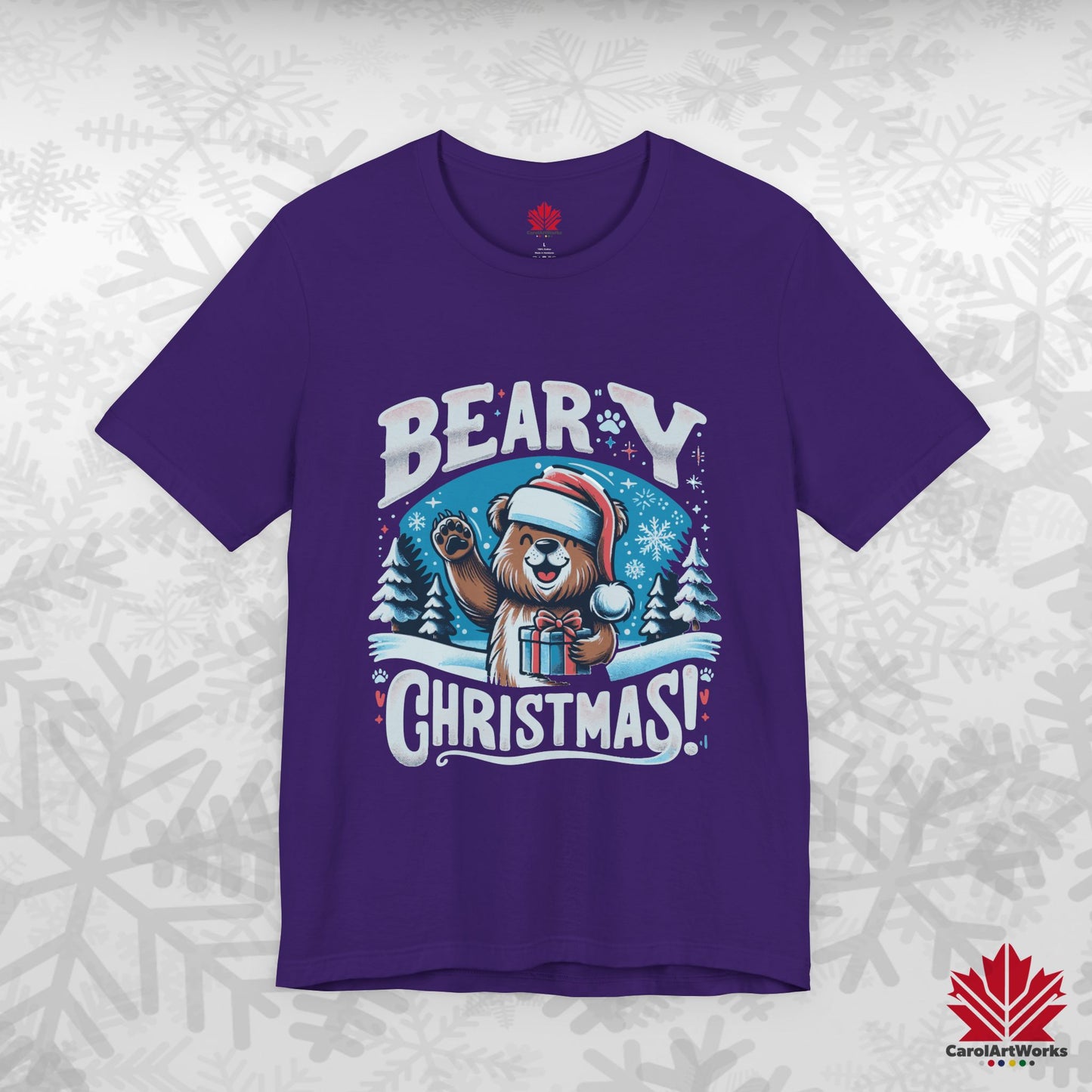 Beary Christmas | Funny Canadian Bear Christmas T-Shirt | Premium Cotton Holiday Tee – Made in Canada, Free Shipping