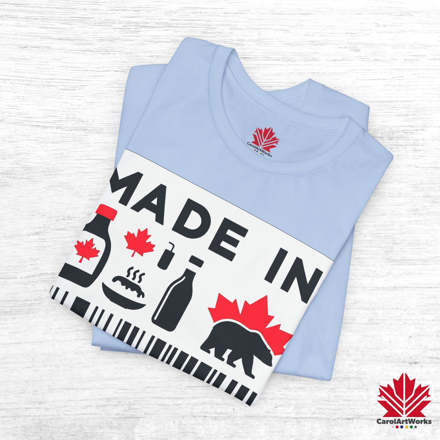 "Made in Canada" product label Design Unisex Short Sleeve Tee β Minimalist, Playful, and Proud