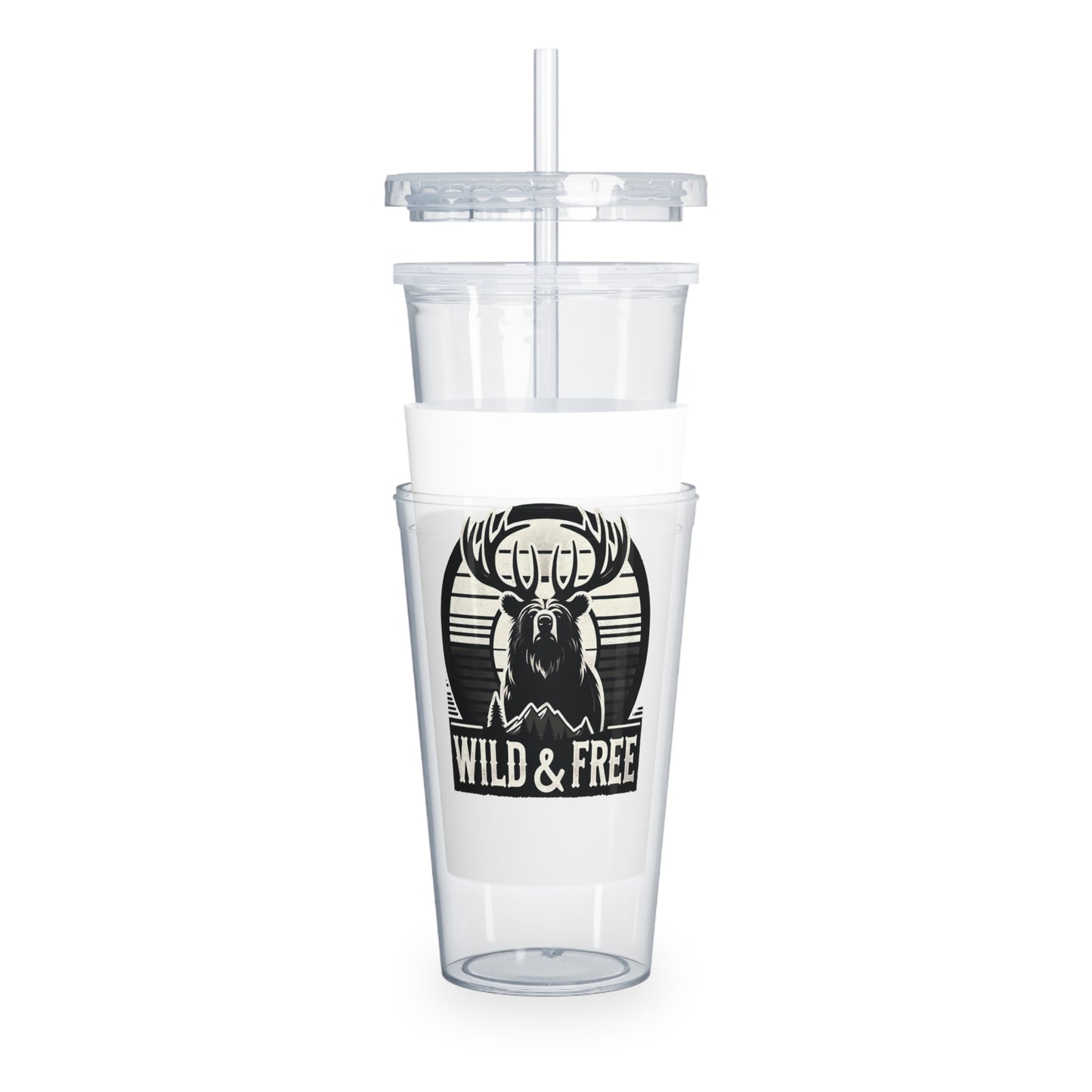 "Wild & Free" Plastic Tumbler with Straw - Perfect for Nature Lovers