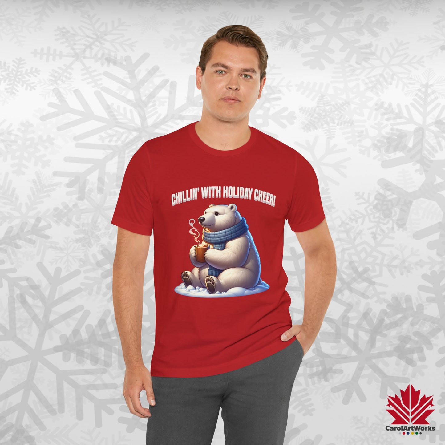 Chillin’ With Holiday Cheer | Polar Bear Christmas Tee | Cozy Canadian Holiday Shirt – Premium Cotton