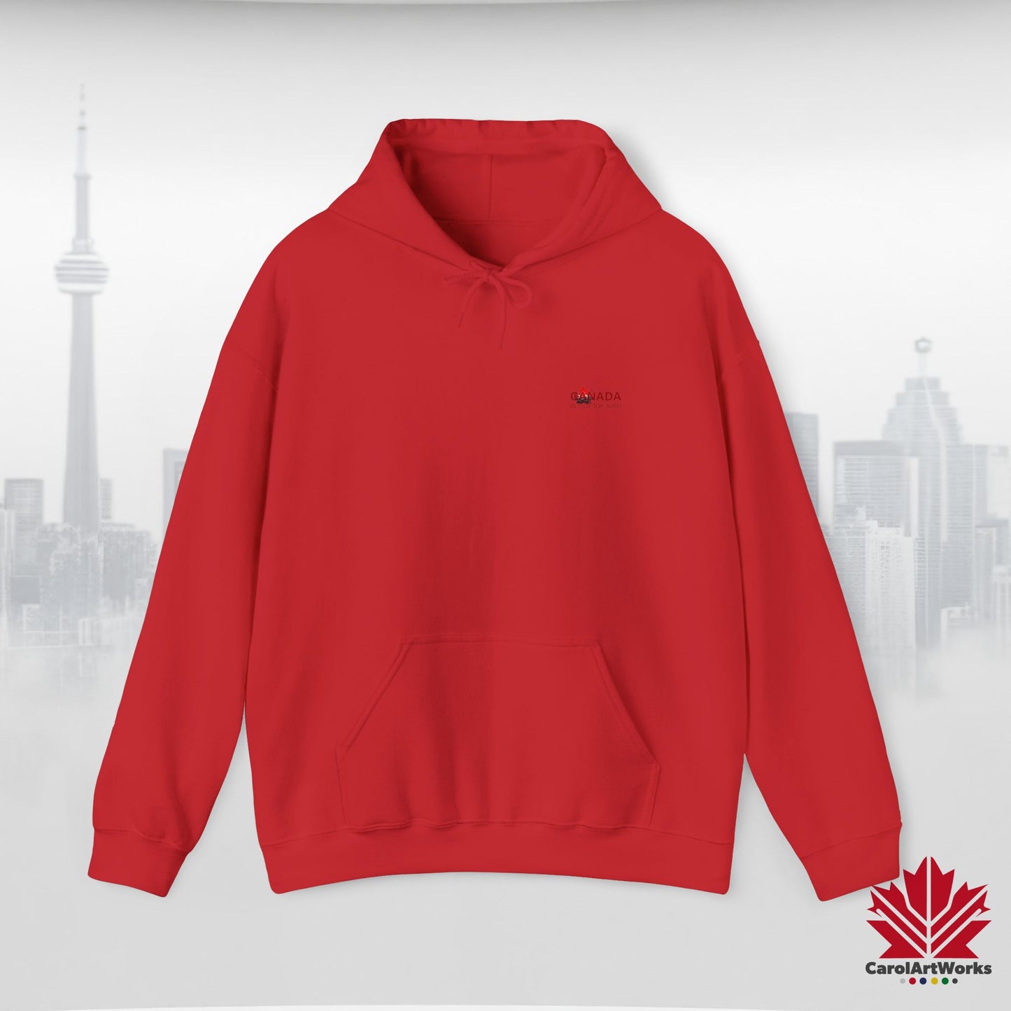 Unisex Hoodie “Canada is Not for Sale” – Red Maple Leaf and Mountains, Warm and Comfortable