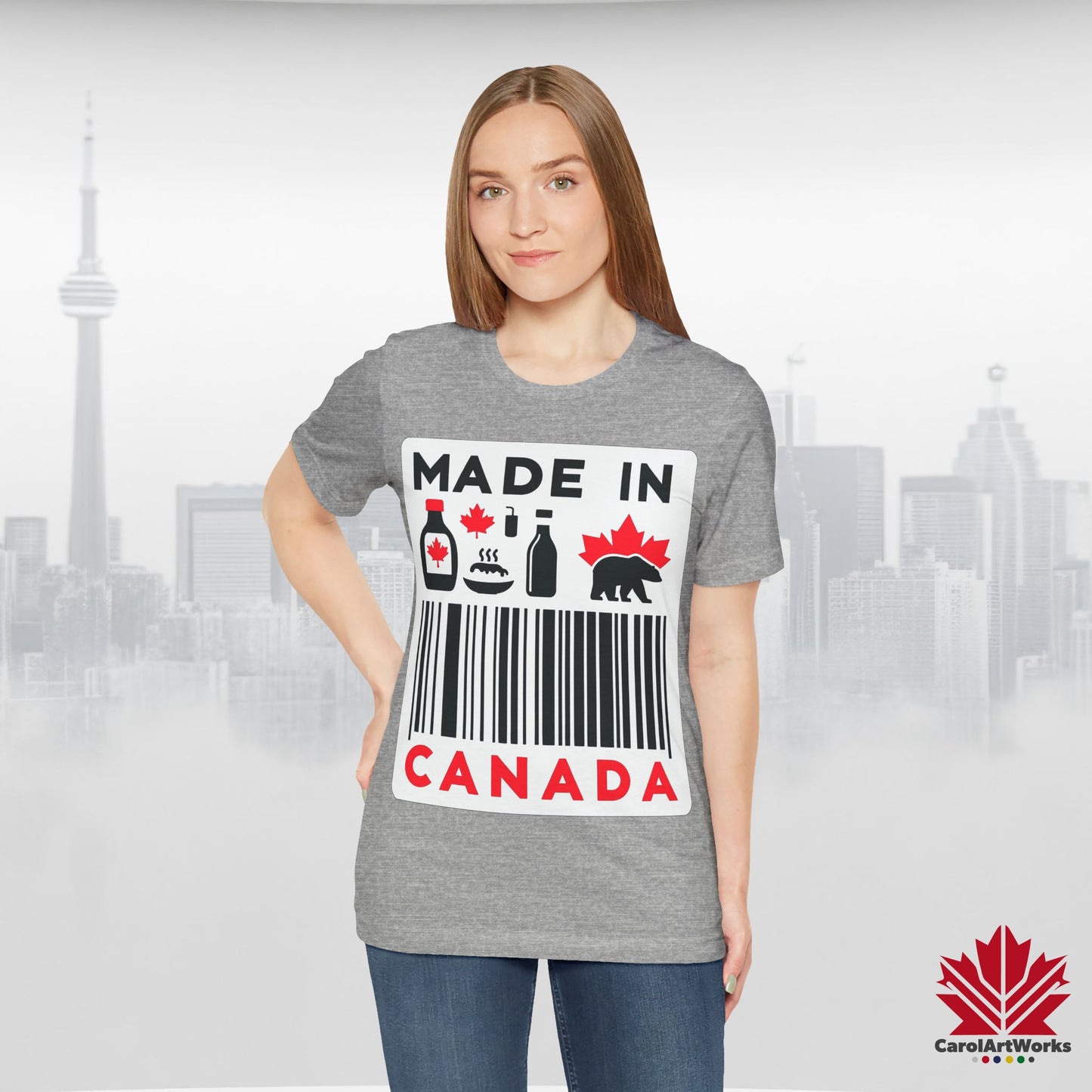 "Made in Canada" product label Design Unisex Short Sleeve Tee β Minimalist, Playful, and Proud