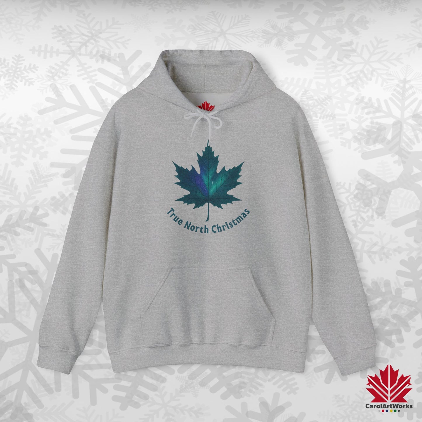 True North Christmas Hoodie | Maple Leaf Holiday Hoodie | Canadian Fleece Hoodie – Premium Softstyle Cotton
