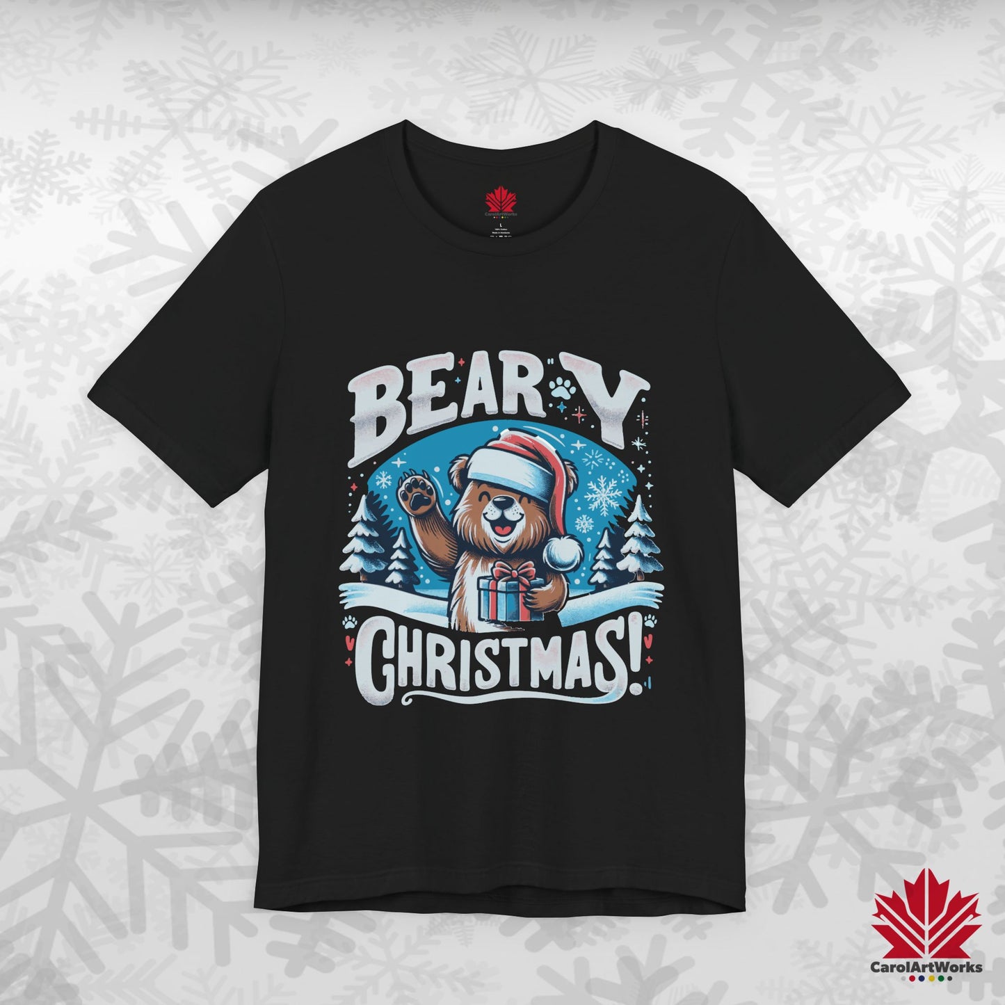 Beary Christmas | Funny Canadian Bear Christmas T-Shirt | Premium Cotton Holiday Tee – Made in Canada, Free Shipping
