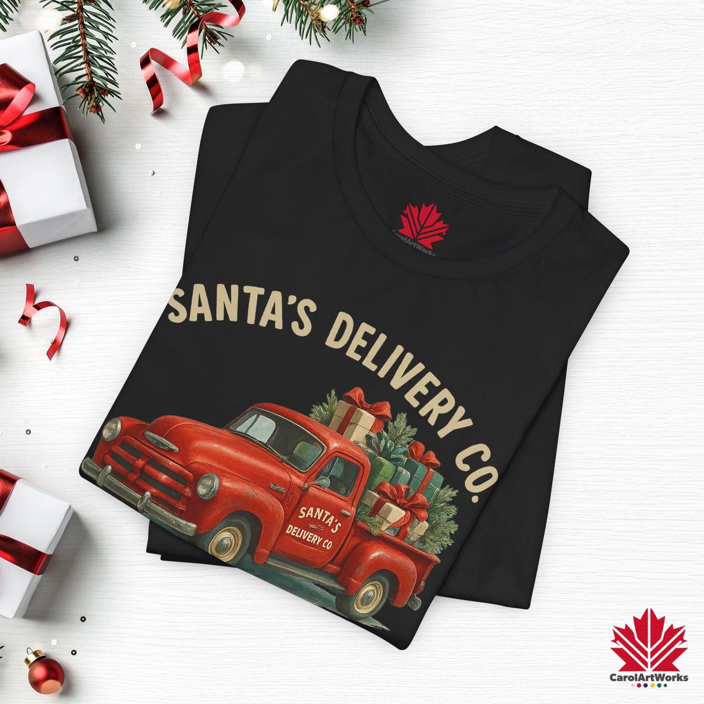 Santa’s Delivery Truck | Vintage Christmas Shirt | Red Truck Holiday Tee – Canadian Premium Cotton Gift