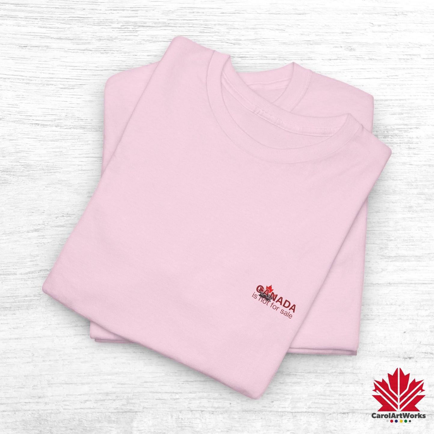 “Canada is not for Sale” Unisex Heavy Cotton Tee – Red Maple Leaf and Mountains, Stylish Canada Shirt
