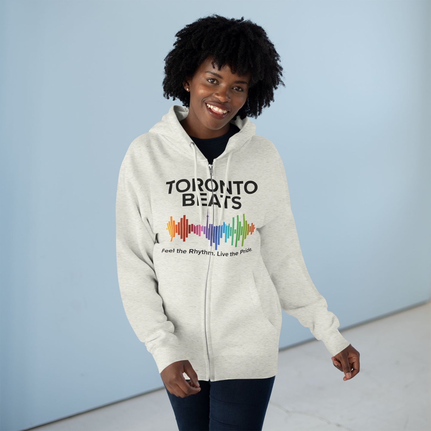 Sweat à capuche zippé Toronto Beats – Cool en ville avec un rythme chaleureux.