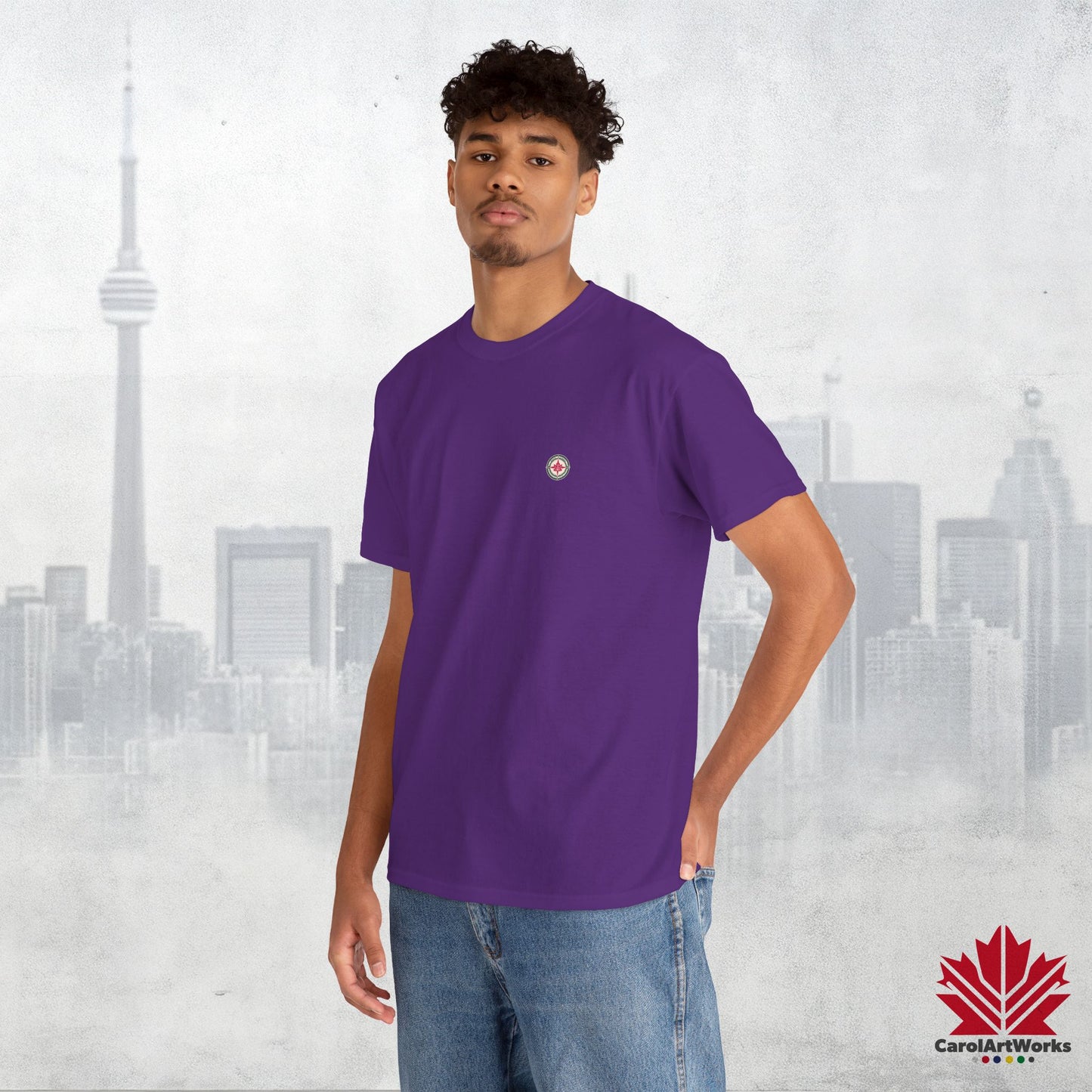 “North Strong” Compass Design – Unisex Cotton Tee – Navigate Adventure with Canadian Pride