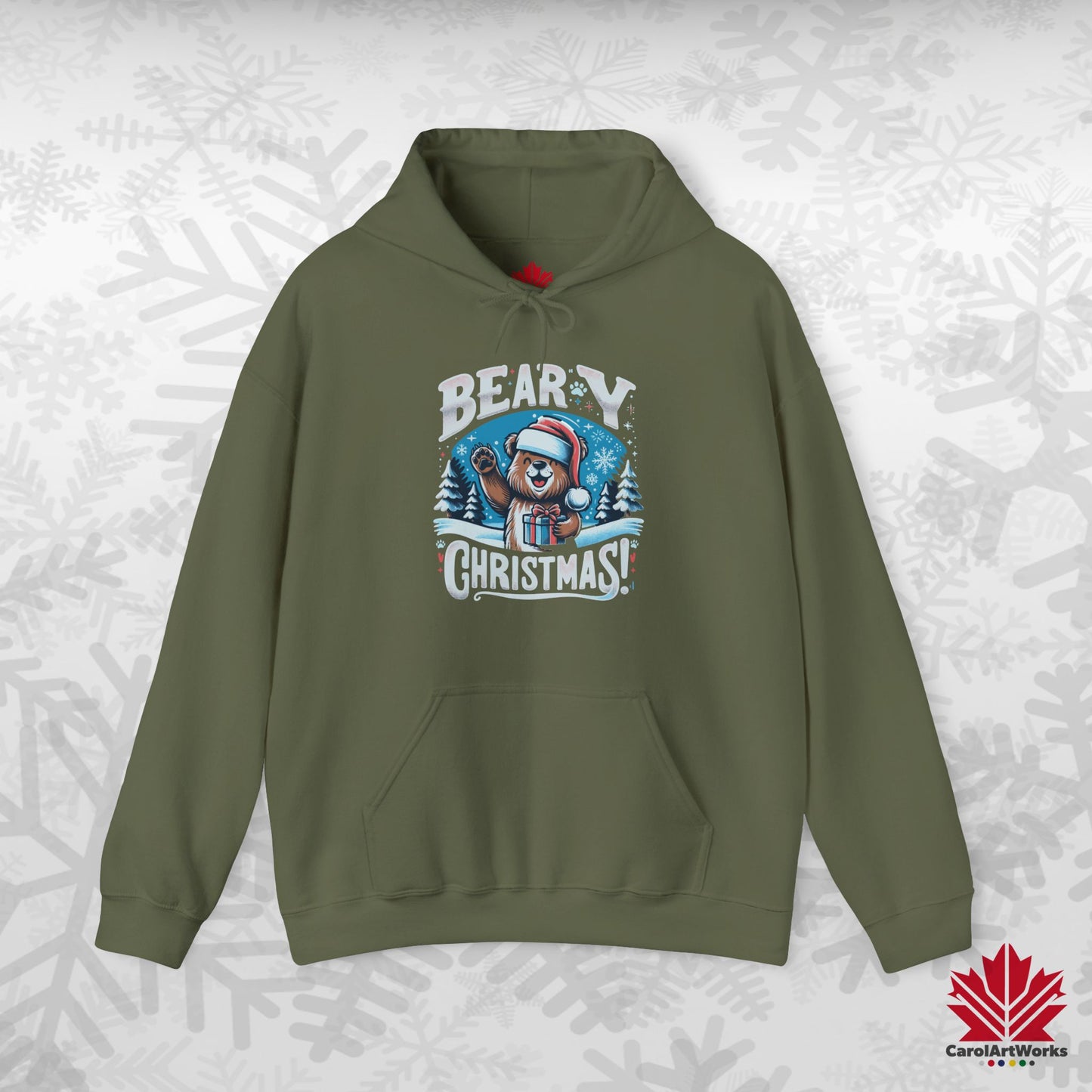 Beary Christmas Hoodie | Funny Bear Christmas Hoodie | Canadian Fleece Hoodie – Premium Softstyle Cotton