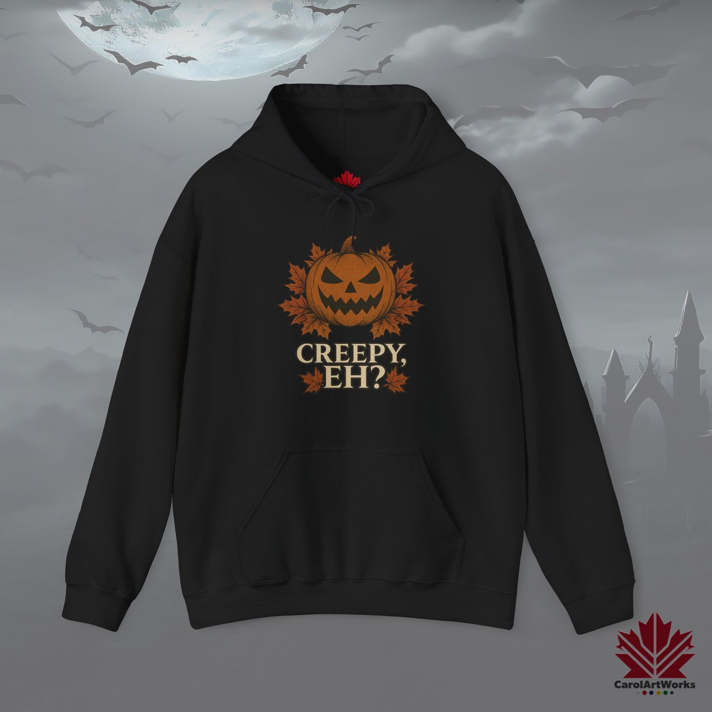 Creepy, Eh? – Spooky Fall Hoodie with Canadian Humour