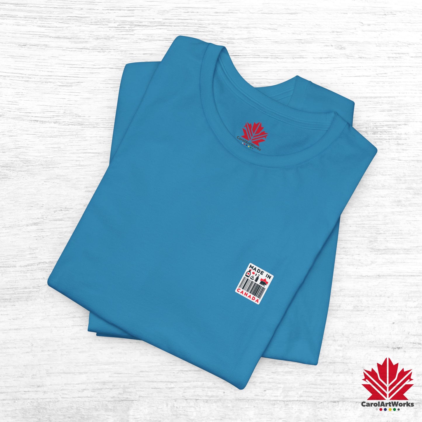 "Made in Canada" product label Design Unisex Short Sleeve Tee β Minimalist, Playful, and Proud